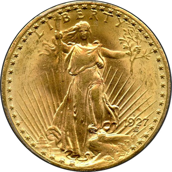 Picture of 1927-S ST. GAUDENS $20 MS63 