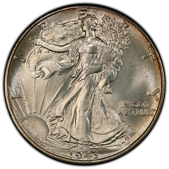 Picture of 1943 WALKING LIBERTY 50C MS68 