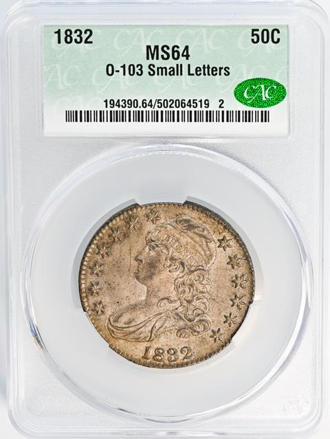 Picture of 1832 CAPPED BUST 50C, SMALL LETTERS MS64 