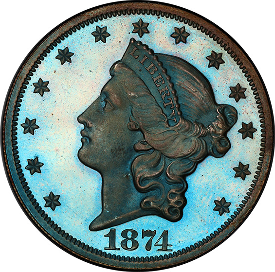 Picture of 1874 LIBERTY $20 J-1381 PR66+ Brown