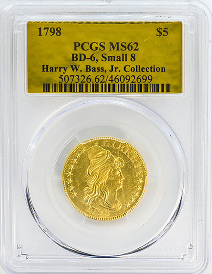 Picture of 1798 DRAPED BUST $5, SMALL 8 MS62 