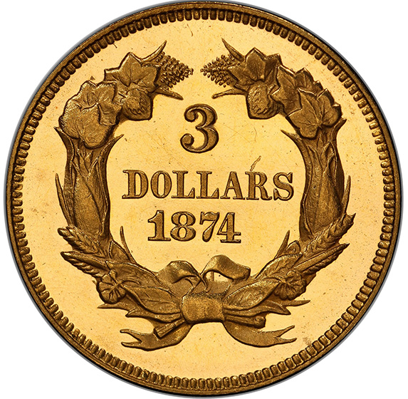 Picture of 1874 INDIAN PRINCESS $3 PR66 Deep Cameo