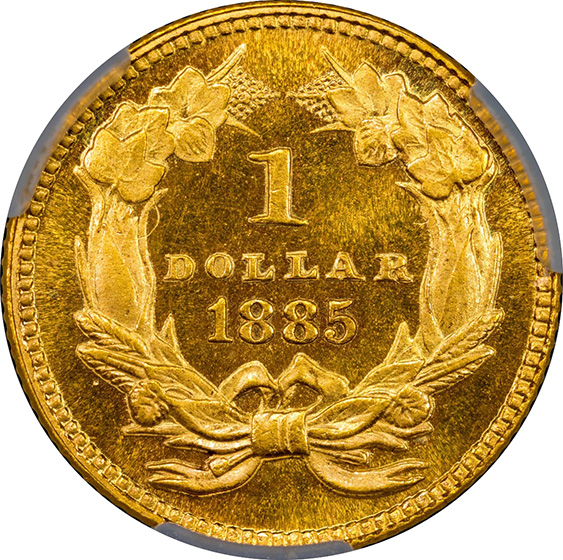 Picture of 1885 GOLD G$1, TYPE 3 PR66+ Cameo