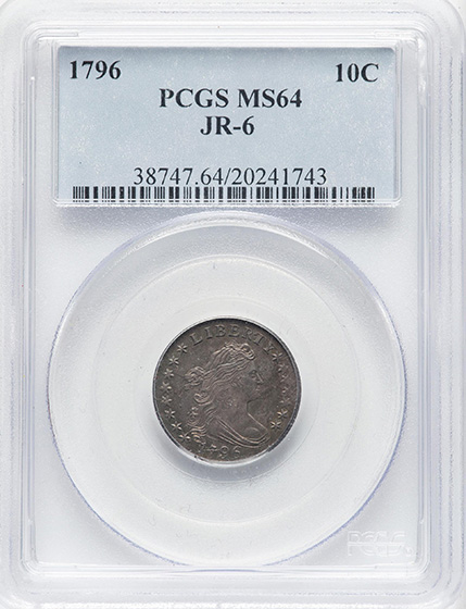 Picture of 1796 DRAPED BUST 10C, SMALL EAGLE MS64 