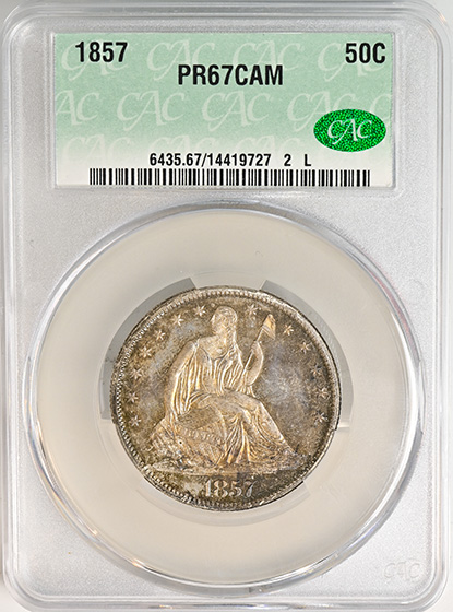 Picture of 1857 LIBERTY SEATED 50C PR67 Cameo