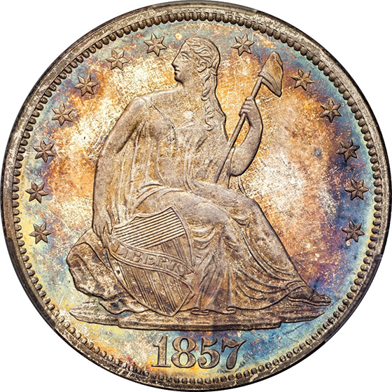 Picture of 1857 LIBERTY SEATED 50C PR67 Cameo