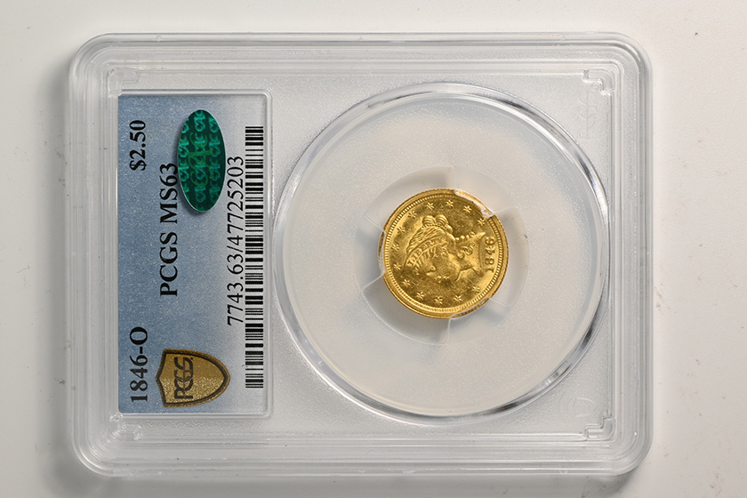 Picture of 1846-O LIBERTY HEAD $2.5 MS63 