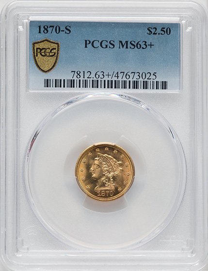 Picture of 1870-S LIBERTY HEAD $2.5 MS63+ 