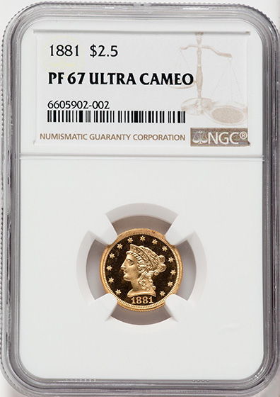 Picture of 1881 LIBERTY HEAD $2.5 PR67 Deep Cameo