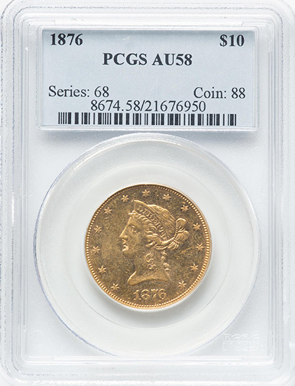 Picture of 1876 LIBERTY HEAD $10 AU58 