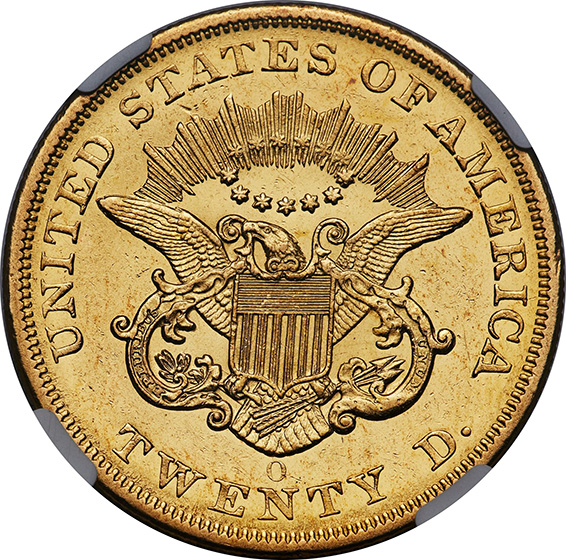 Picture of 1857-O LIBERTY HEAD $20 MS62+ 