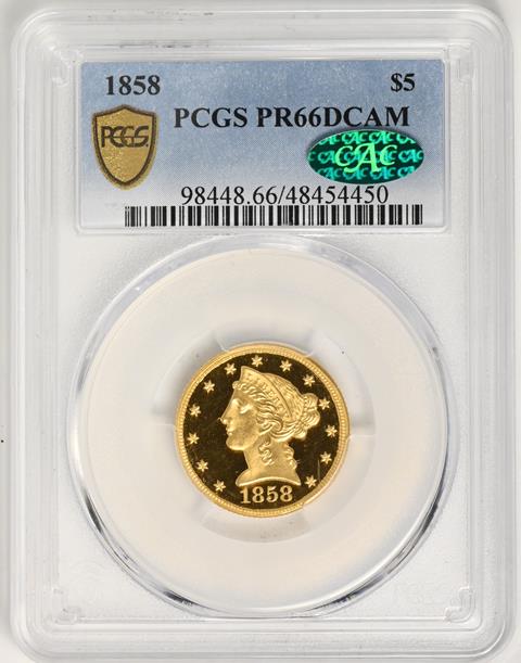 Picture of 1858 LIBERTY $5 PR66 Deep Cameo