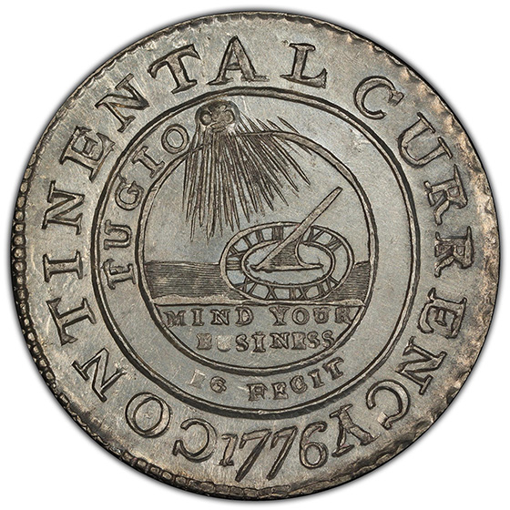 Picture of 1776 CONTINENTAL $1, PEWTER 'EG FECIT' MS64 