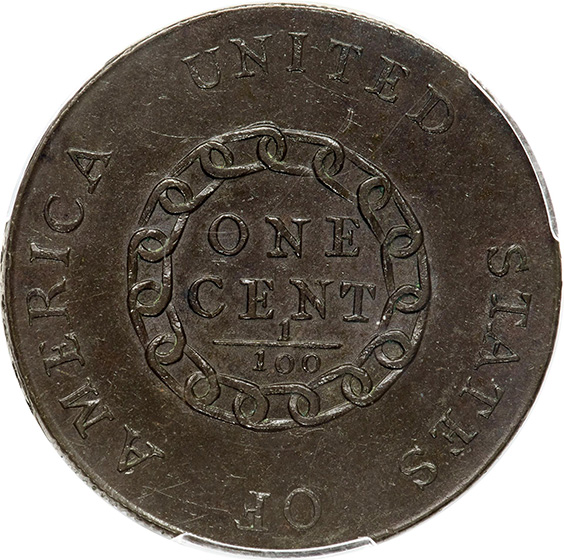 Picture of 1793 CHAIN 1C, AMERICA MS62+ Brown