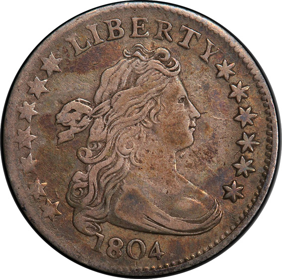 Picture of 1804 DRAPED BUST 10C, 14 STARS REVERSE VF35  Picture of 1804 DRAPED BUST 10C, 14 STARS REVERSE VF35