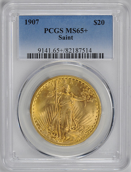Picture of 1907 ST. GAUDENS $20, SAINT MS65+ 