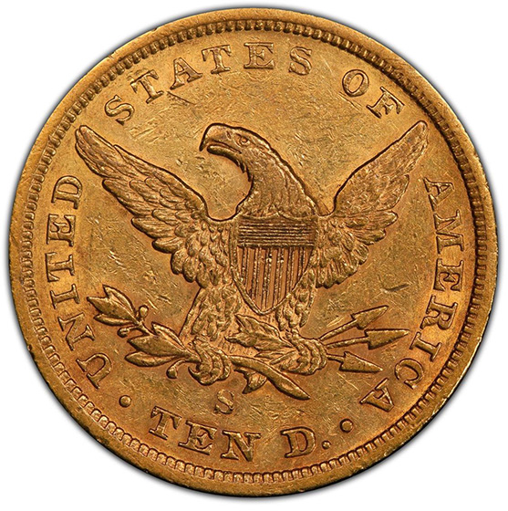 Picture of 1863-S LIBERTY HEAD $10 AU53 