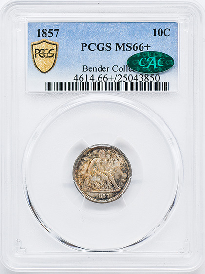 Picture of 1857 LIBERTY SEATED 10C MS66+ 