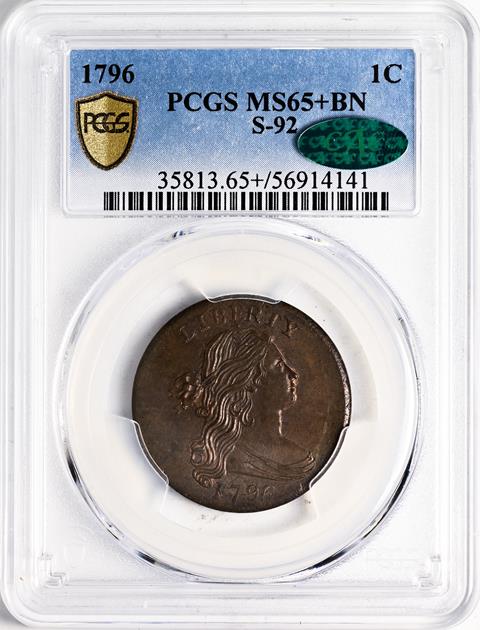 Picture of 1796 DRAPED BUST 1C, REVERSE OF 1795 MS65+ Brown