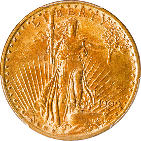 Picture of 1909-D ST. GAUDENS $20 MS64+ 