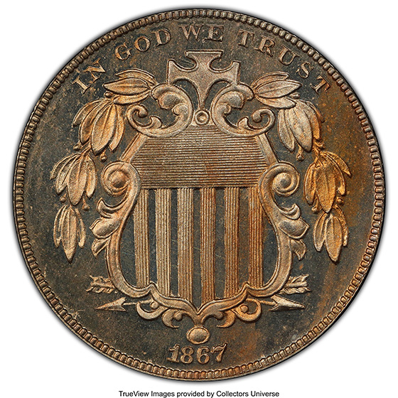 Picture of 1867 SHIELD 5C, RAYS PR65  Picture of 1867 SHIELD 5C, RAYS PR65