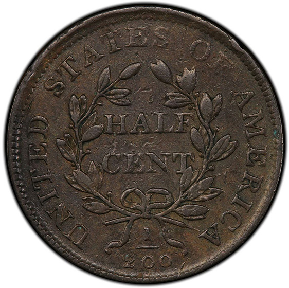 Picture of 1808/7 DRAPED BUST 1/2C XF40 Brown