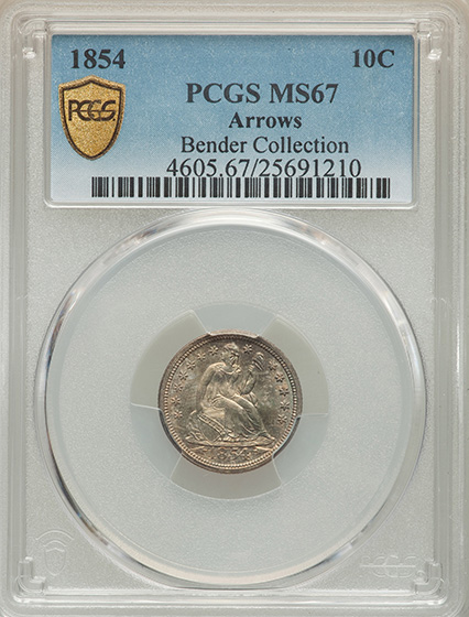 Picture of 1854 LIBERTY SEATED 10C, ARROWS MS67 