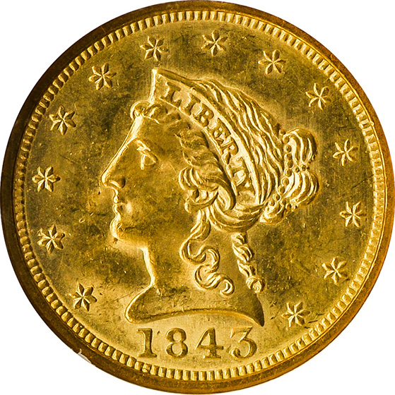 Picture of 1843 LIBERTY HEAD $2.5 MS64 
