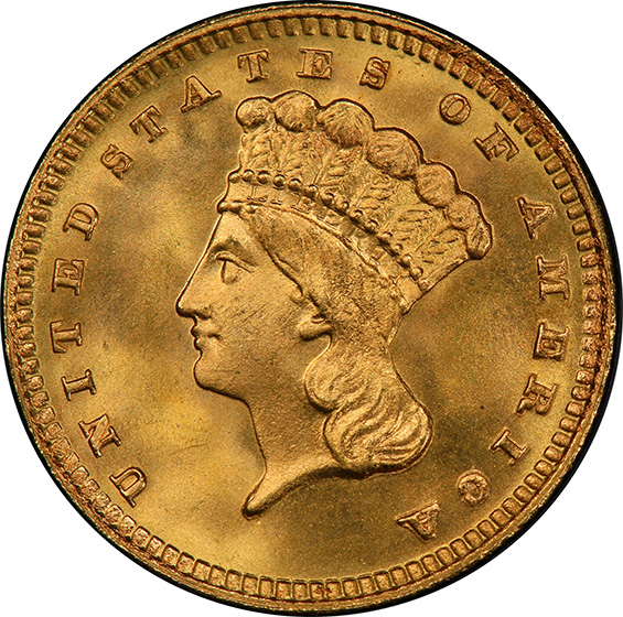 Picture of 1887 GOLD G$1, TYPE 3 MS68 