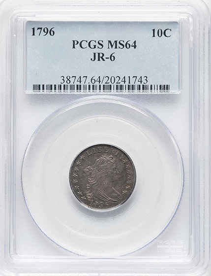 Picture of 1796 DRAPED BUST 10C, SMALL EAGLE MS64 