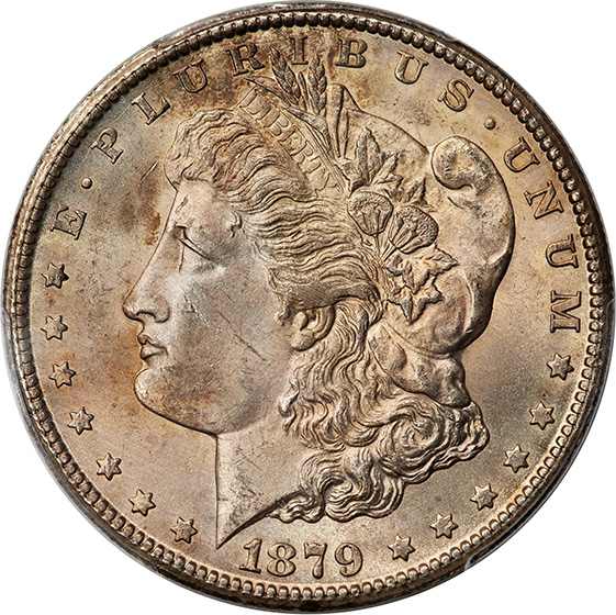 Picture of 1879-CC MORGAN S$1, CAPPED DIE MS64+ 