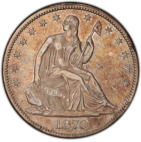 Picture of 1870-CC LIBERTY SEATED 50C, MOTTO XF40 