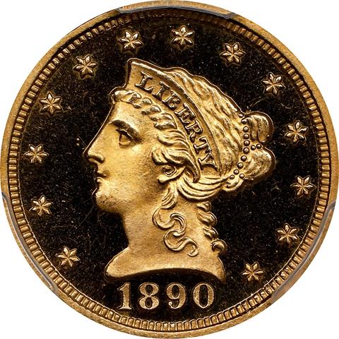 Picture of 1890 LIBERTY HEAD $2.5 PR67 Deep Cameo