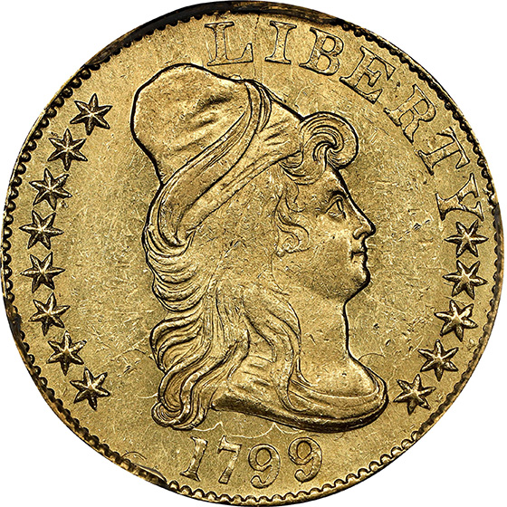Picture of 1799 DRAPED BUST $5, SMALL STARS REVERSE MS62 