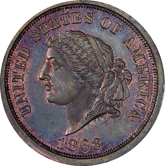 Picture of 1868 $5 J-656 PR65 Red Brown