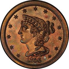 Picture of 1856 BRAIDED HAIR 1/2C PR65 Red Brown