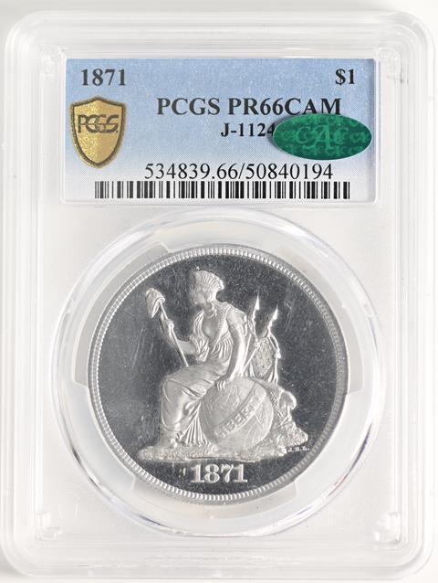 Picture of 1871 STANDARD S$1, J-1124 PR66 Cameo