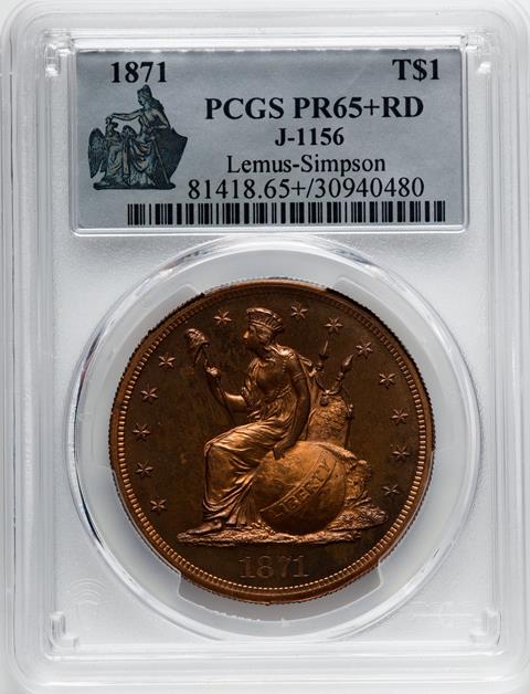 Picture of 1871 T$1 J-1156 PR65+ Red