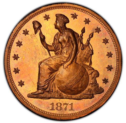 Picture of 1871 T$1 J-1156 PR65+ Red