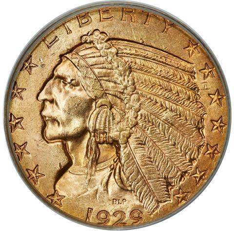 1929 INDIAN HEAD $5