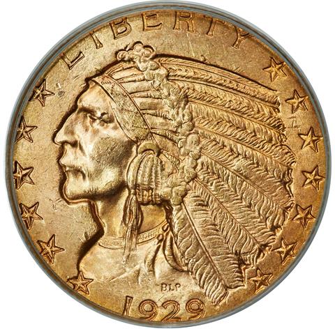 Picture of 1929 INDIAN HEAD $5 MS65 