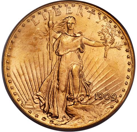 Picture of 1909-D ST. GAUDENS $20 MS65 
