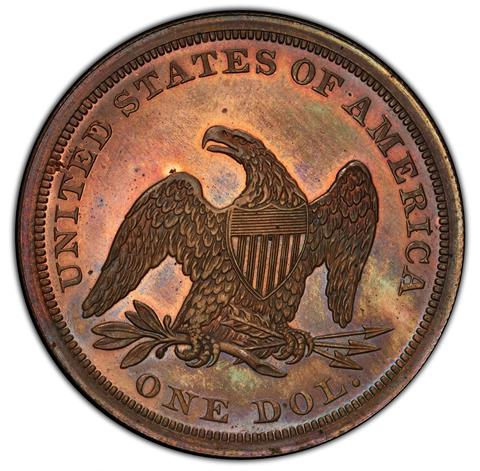 Picture of 1853 DTS$1 J-154 RESTRIKE PR65 Red Brown
