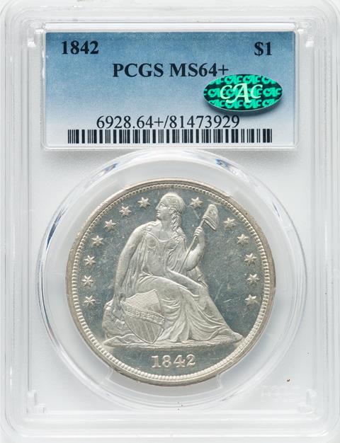 Picture of 1842 LIBERTY SEATED S$1, NO MOTTO MS64+ 