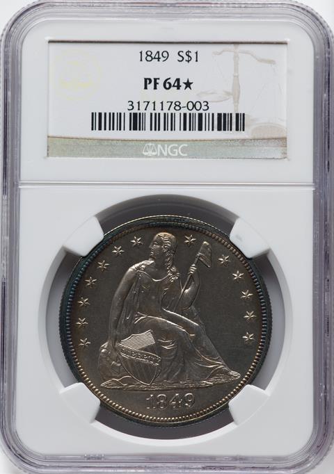 Picture of 1849 LIBERTY SEATED S$1, NO MOTTO PR64 