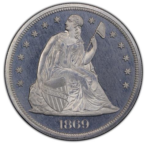 Picture of 1869 SEATED LIBERTY $1 J-964 PR66 Cameo