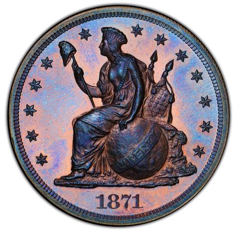 Picture of 1871 LONGACRE $1 J-1141 PR66+ Red Brown