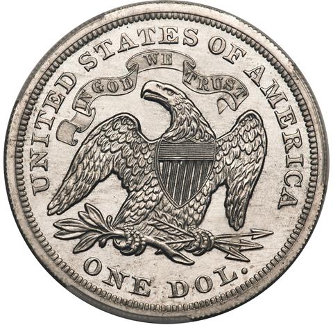 Picture of 1871 LONGACRE $1 J-1149, SILVER PR66 Cameo