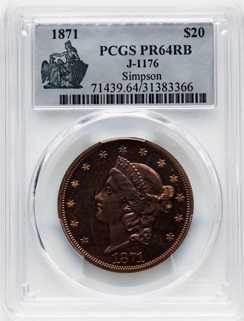 Picture of 1871 $20 J-1176 PR64 Red Brown