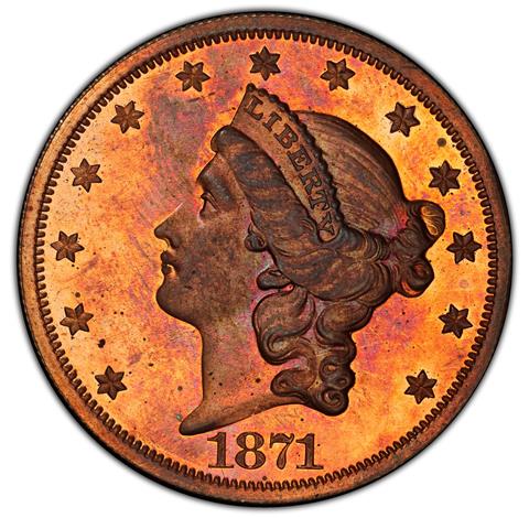 Picture of 1871 $20 J-1176 PR64 Red Brown